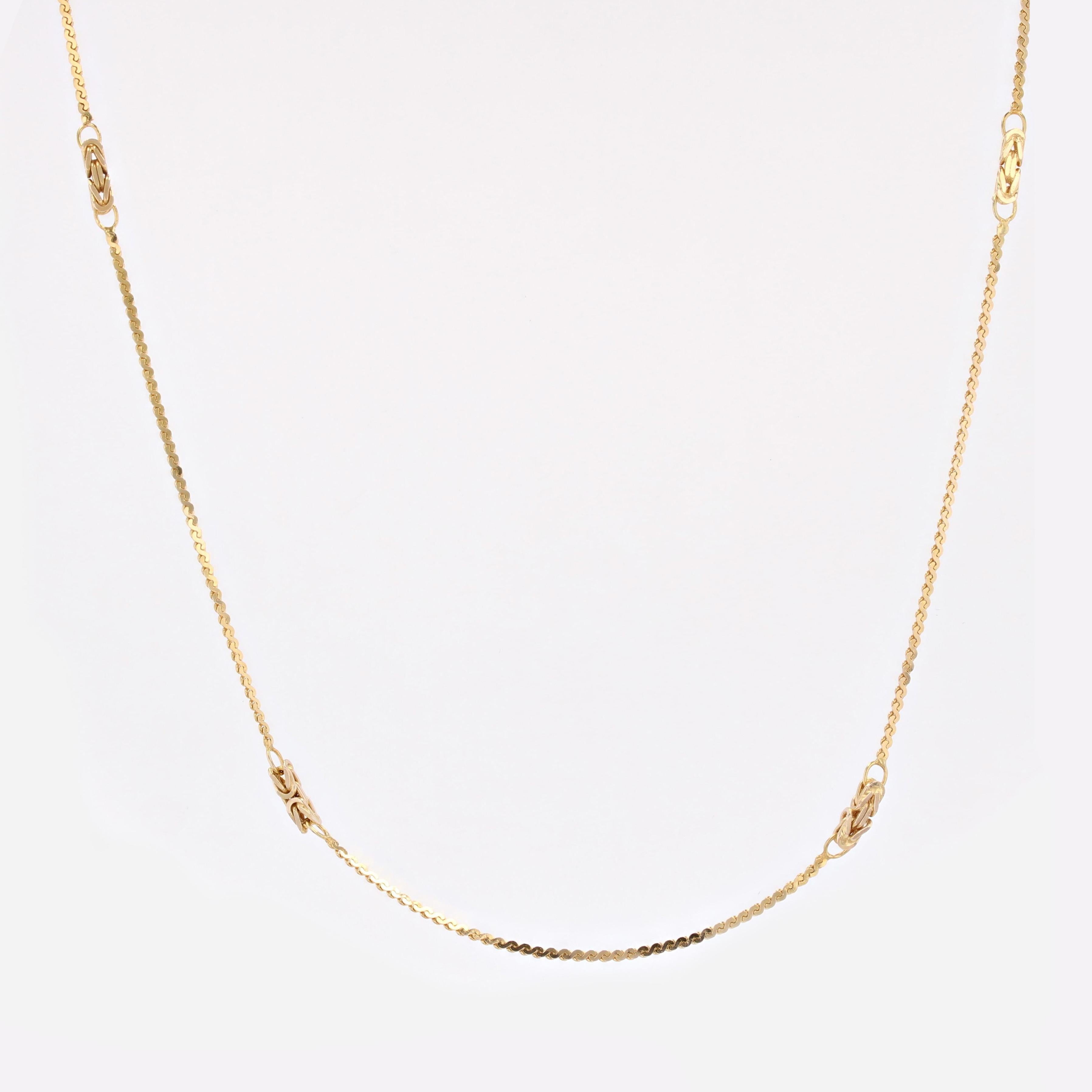 Modern 14 Karat Yellow Gold Fancy Mesh Gold Pattern Necklace For Sale 11
