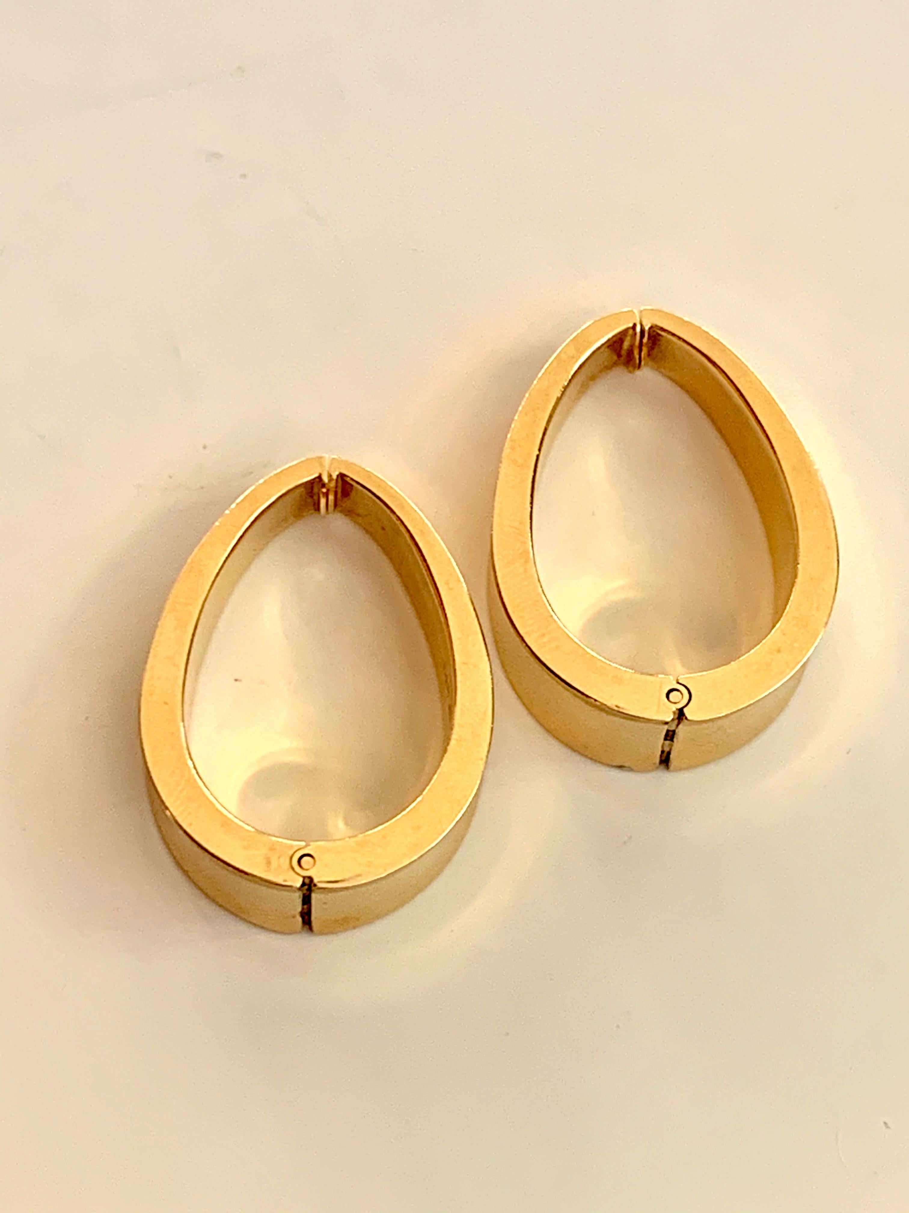 Women's Modern 14 Karat Yellow Gold Wide Hoop Clip Earrings 