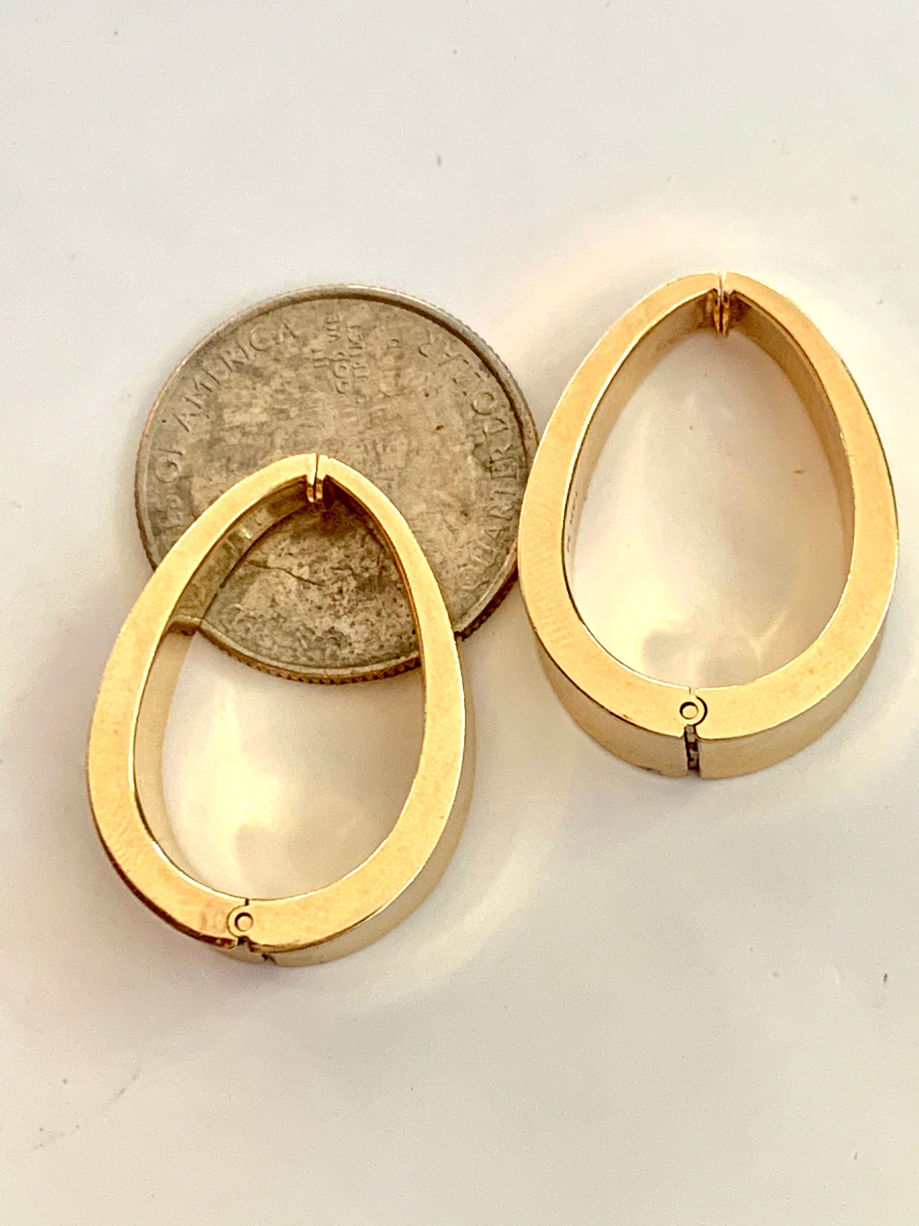 Modern 14 Karat Yellow Gold Wide Hoop Clip Earrings  1