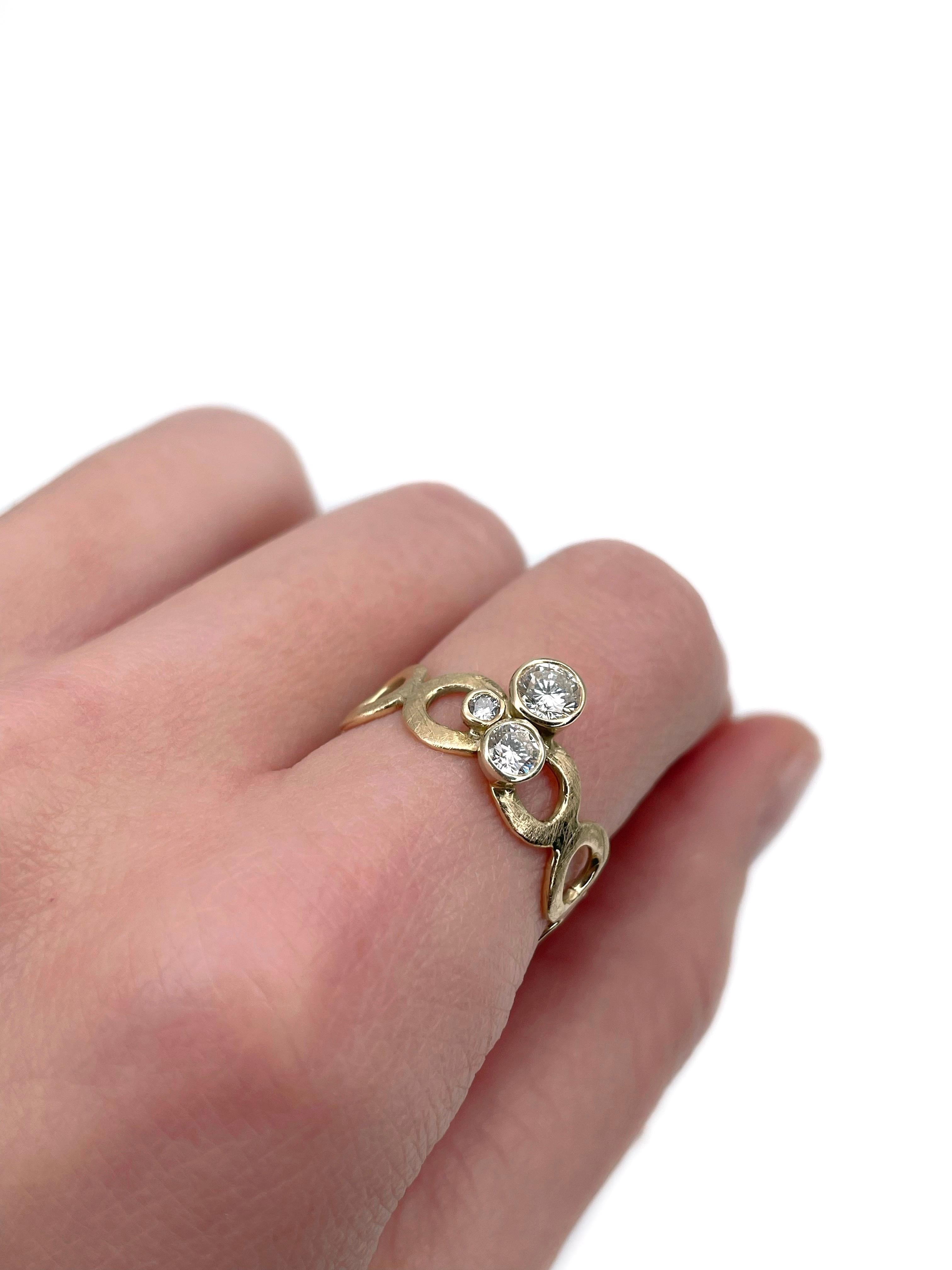 Moderner Ring aus 14 Karat Gelbgold TW 0,52 Karat VVS-VS Diamantring (Brillantschliff) im Angebot