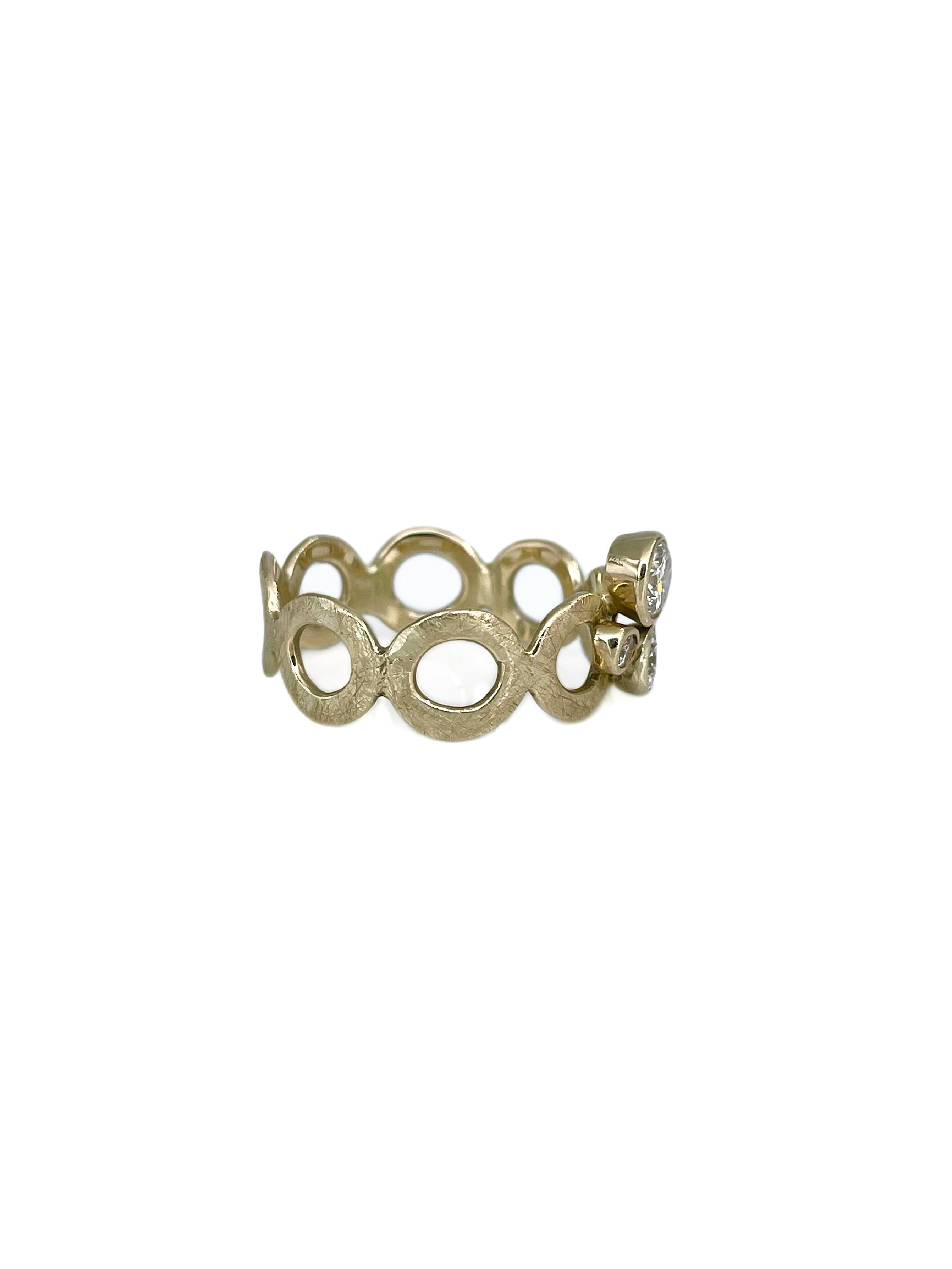 Moderner Ring aus 14 Karat Gelbgold TW 0,52 Karat VVS-VS Diamantring im Zustand „Gut“ im Angebot in Vilnius, LT