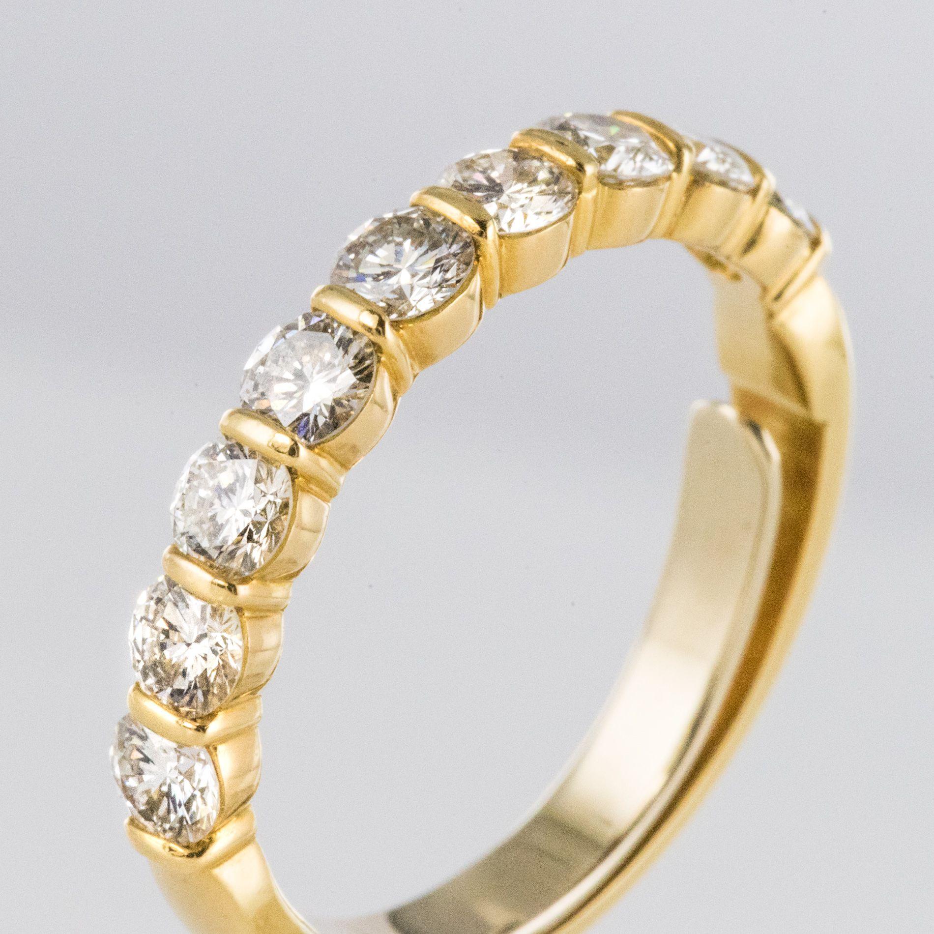 Modern 1.49 Carat Diamond 18 Karat Yellow Gold Wedding Band Ring 5