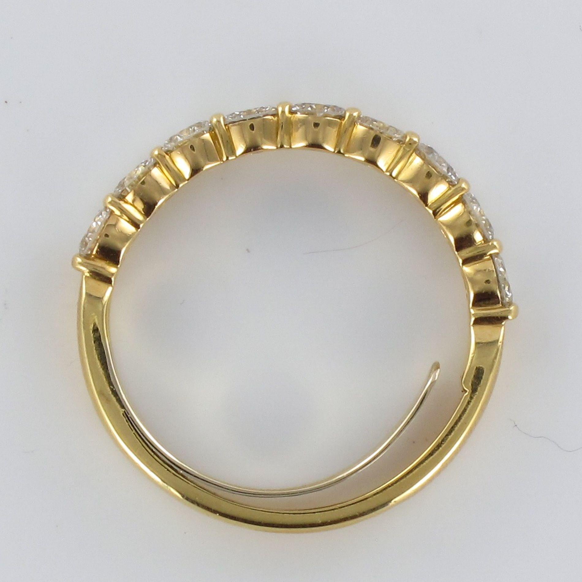 Modern 1.49 Carat Diamond 18 Karat Yellow Gold Wedding Band Ring 9