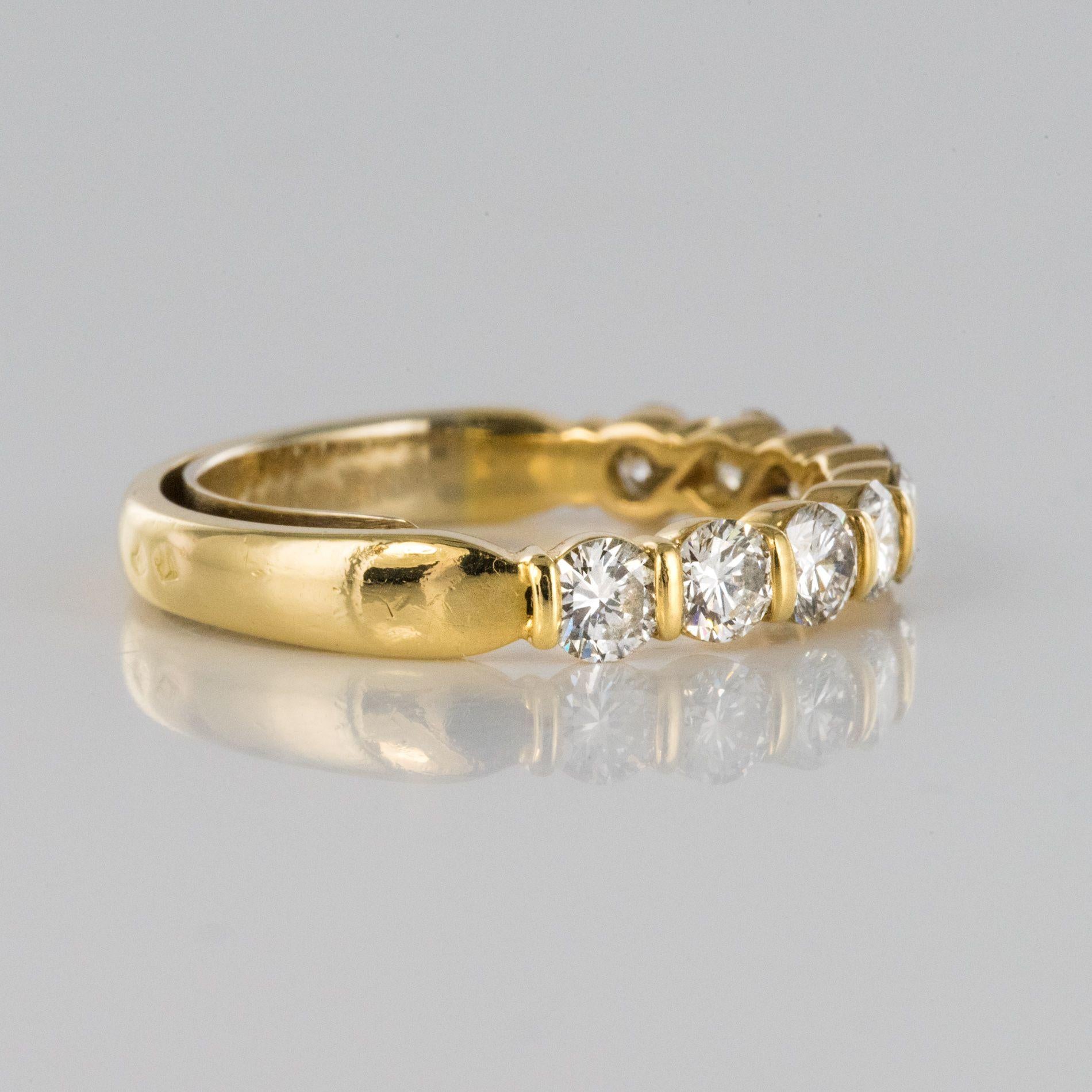 Modern 1.49 Carat Diamond 18 Karat Yellow Gold Wedding Band Ring 6