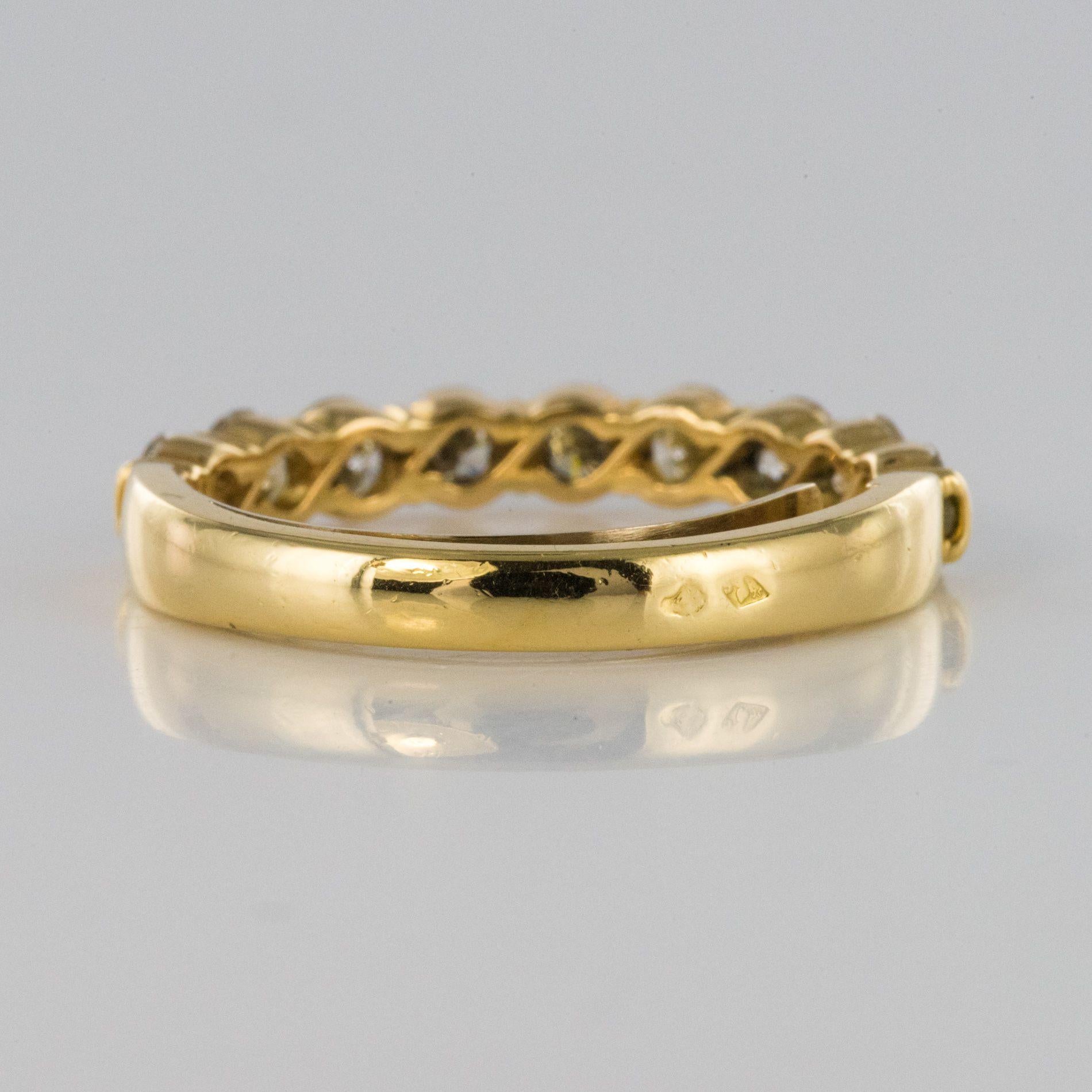Modern 1.49 Carat Diamond 18 Karat Yellow Gold Wedding Band Ring 7