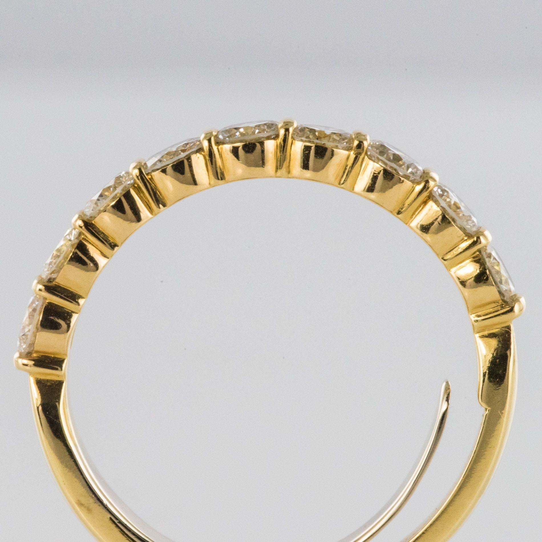 Modern 1.49 Carat Diamond 18 Karat Yellow Gold Wedding Band Ring 8