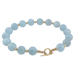 Modern 14K Gold Filled and 18mm Aquamarine Spheres Necklace, 16.5 Inches