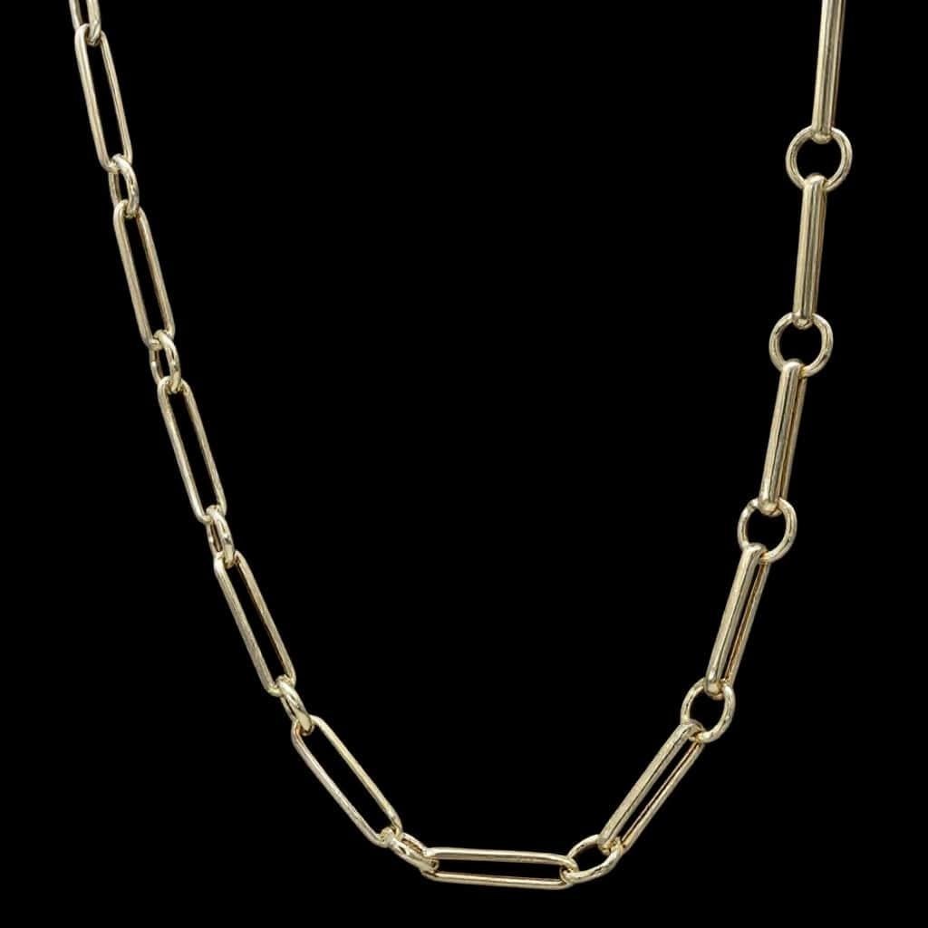 Moderne 14K Gelbgold Büroklammer Kette Halskette