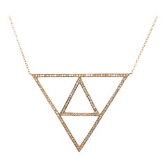 Modern 14k Rose Gold 0.50 Carat Natural Diamond Triangular Pendant