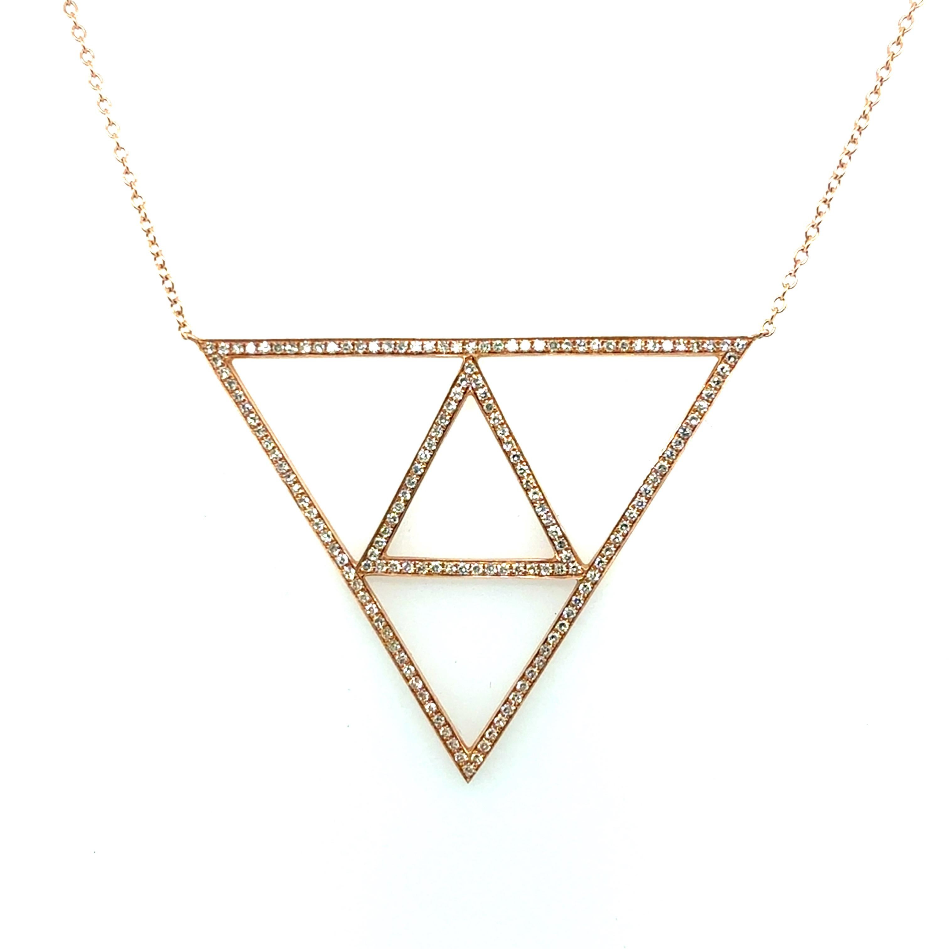 Modern 14k Rose Gold 0.50 Carat Natural Diamond Triangular Pendant
