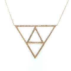 Modern 14k Rose Gold 0.50 Carat Natural Diamond Triangular Pendant