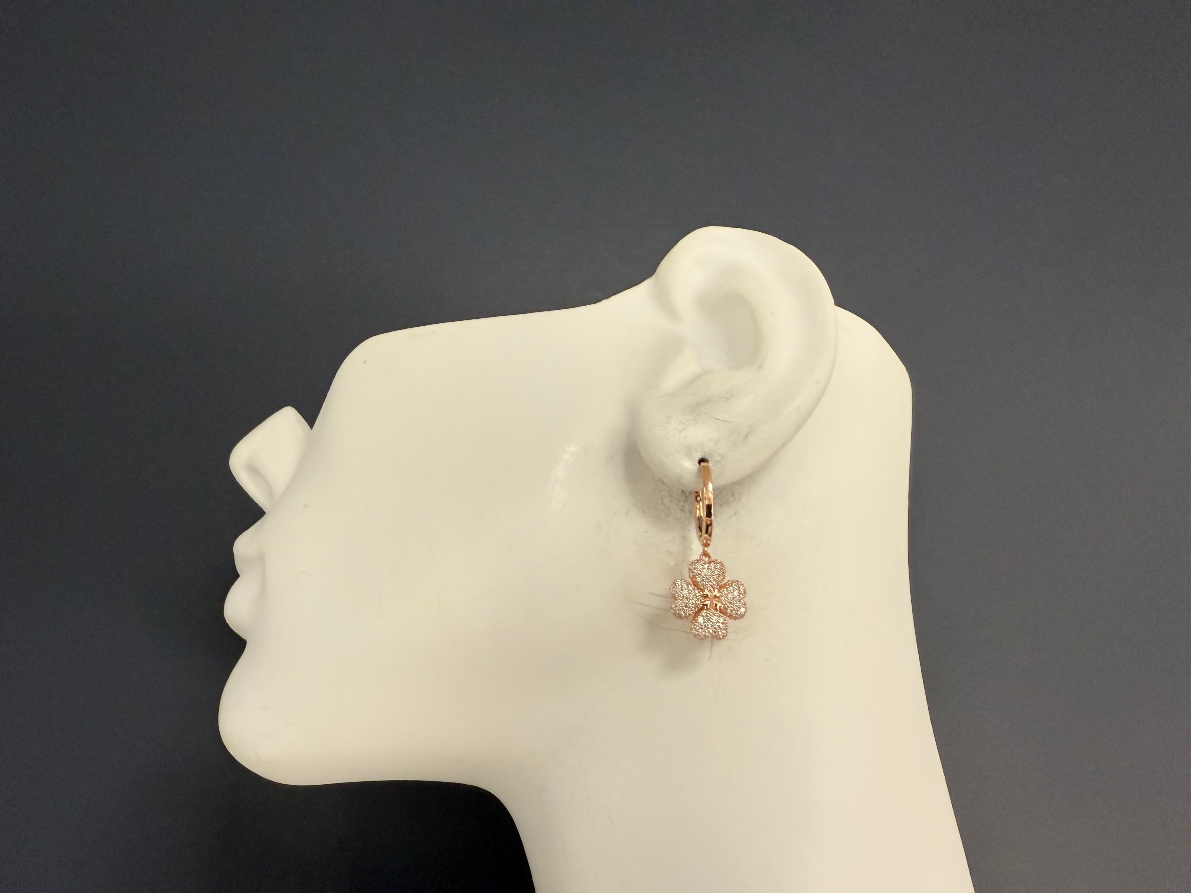 Donna Moderni orecchini a goccia in oro rosa 14K con diamante naturale da 1,25 carati in vendita