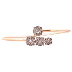 Modern 14K Rose Gold Diamond Bangle