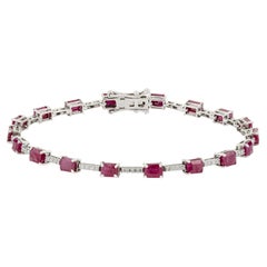 Modernes 14K Weißgold 5,95ct natürlicher Rubin & Diamant-Tennis-Armband 6,5 Zentimeter