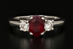 Modern 14 Karat White Gold .75 Carat Natural Ruby and Diamond Ring