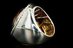 Modern 14K White Gold 8 Carat Oval Citrine & Diamond Ring
