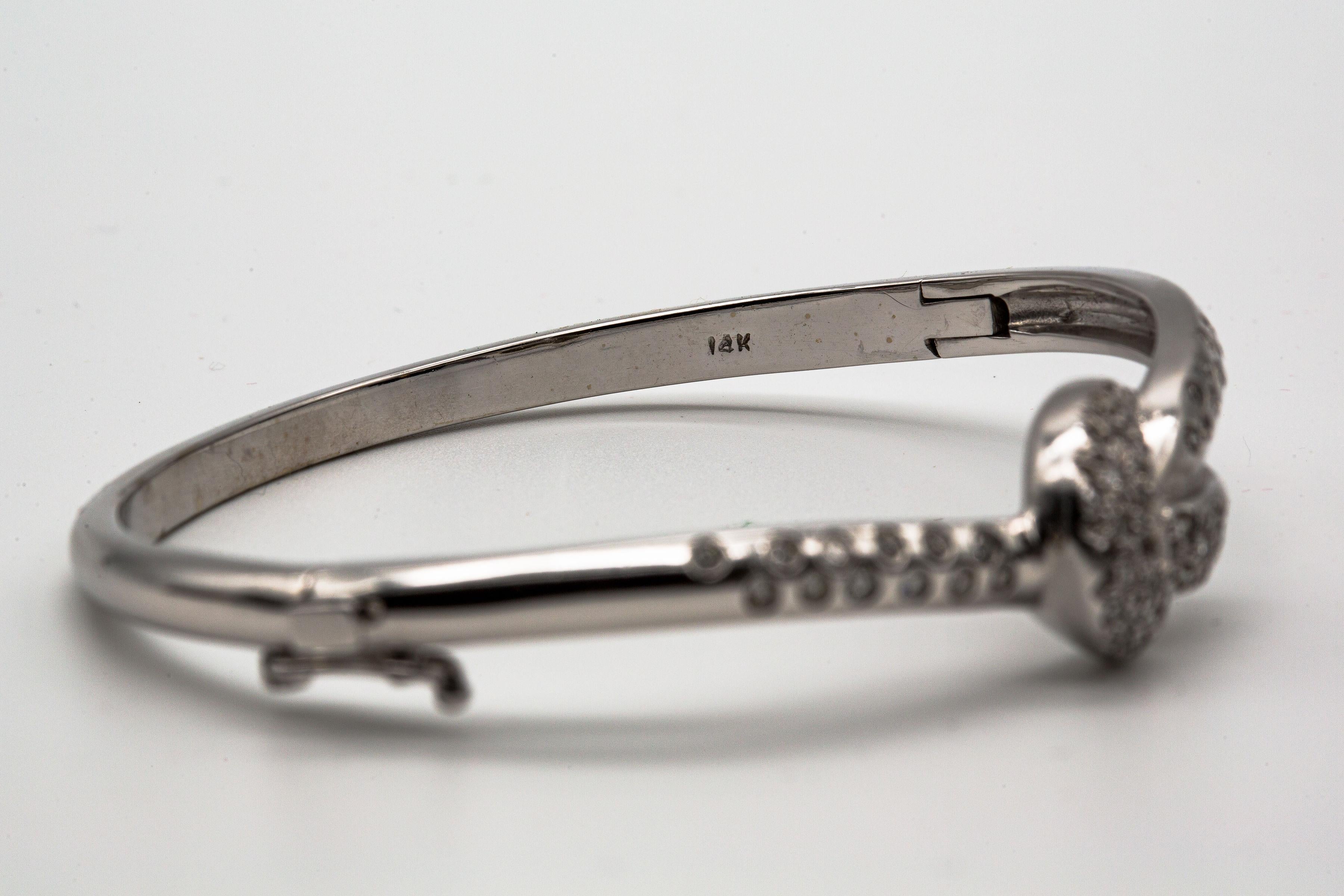 da uomo o donna Bracciale moderno con nodo di diamanti in oro bianco 14k in vendita