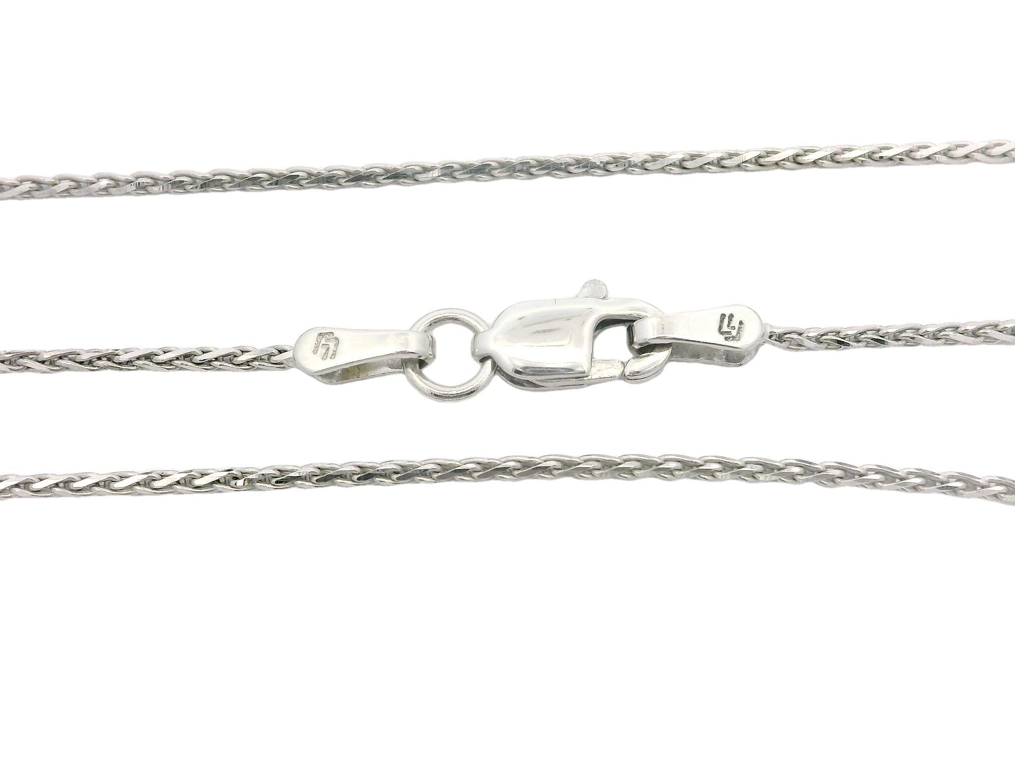 Modern 14k White Gold Long Blue Topaz & Diamond Pendant 18