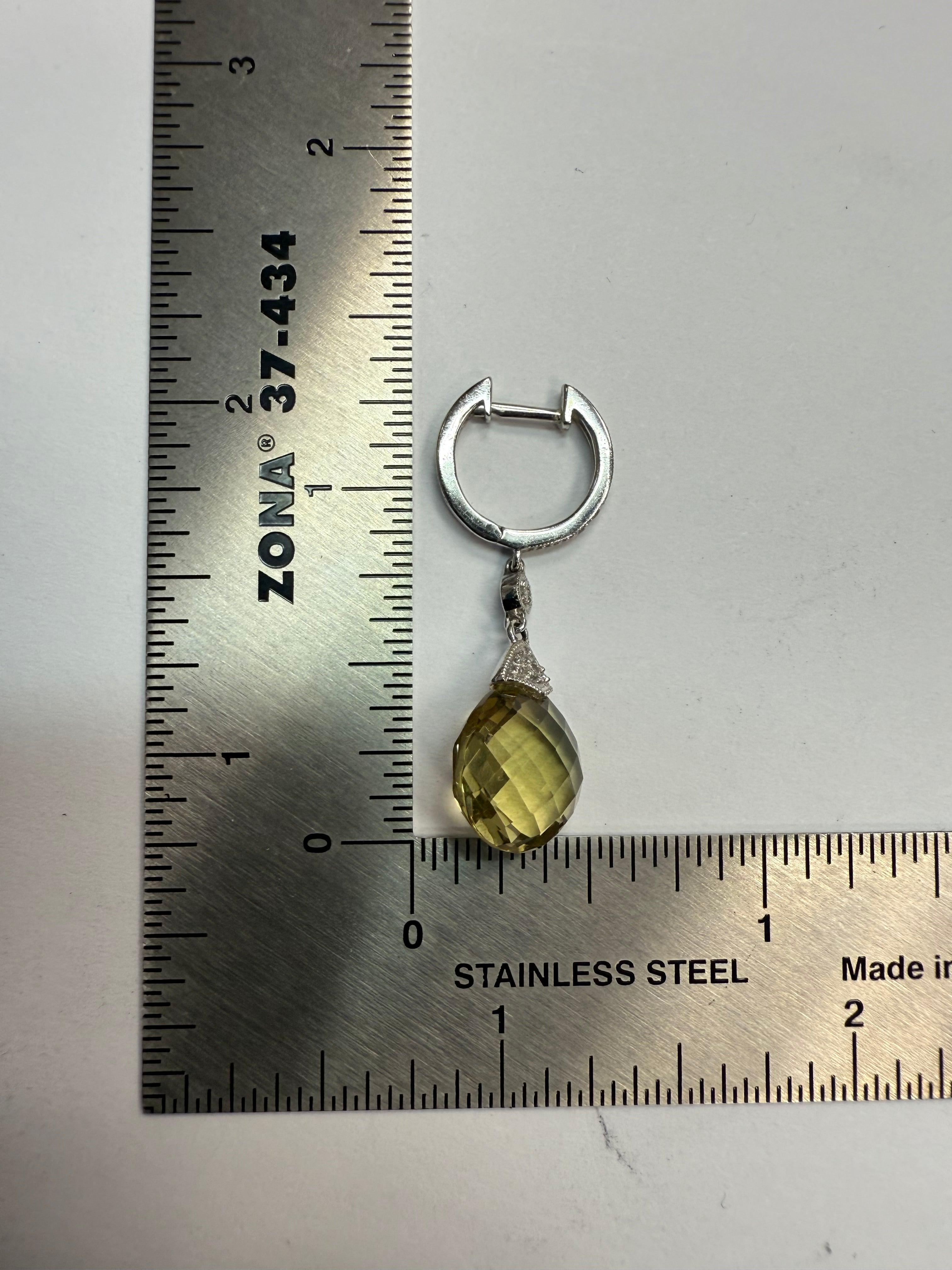 Moderne Ohrringe aus 14K Weißgold mit Rosenschliff aus Citrinquarz und Naturdiamanten im Angebot 2