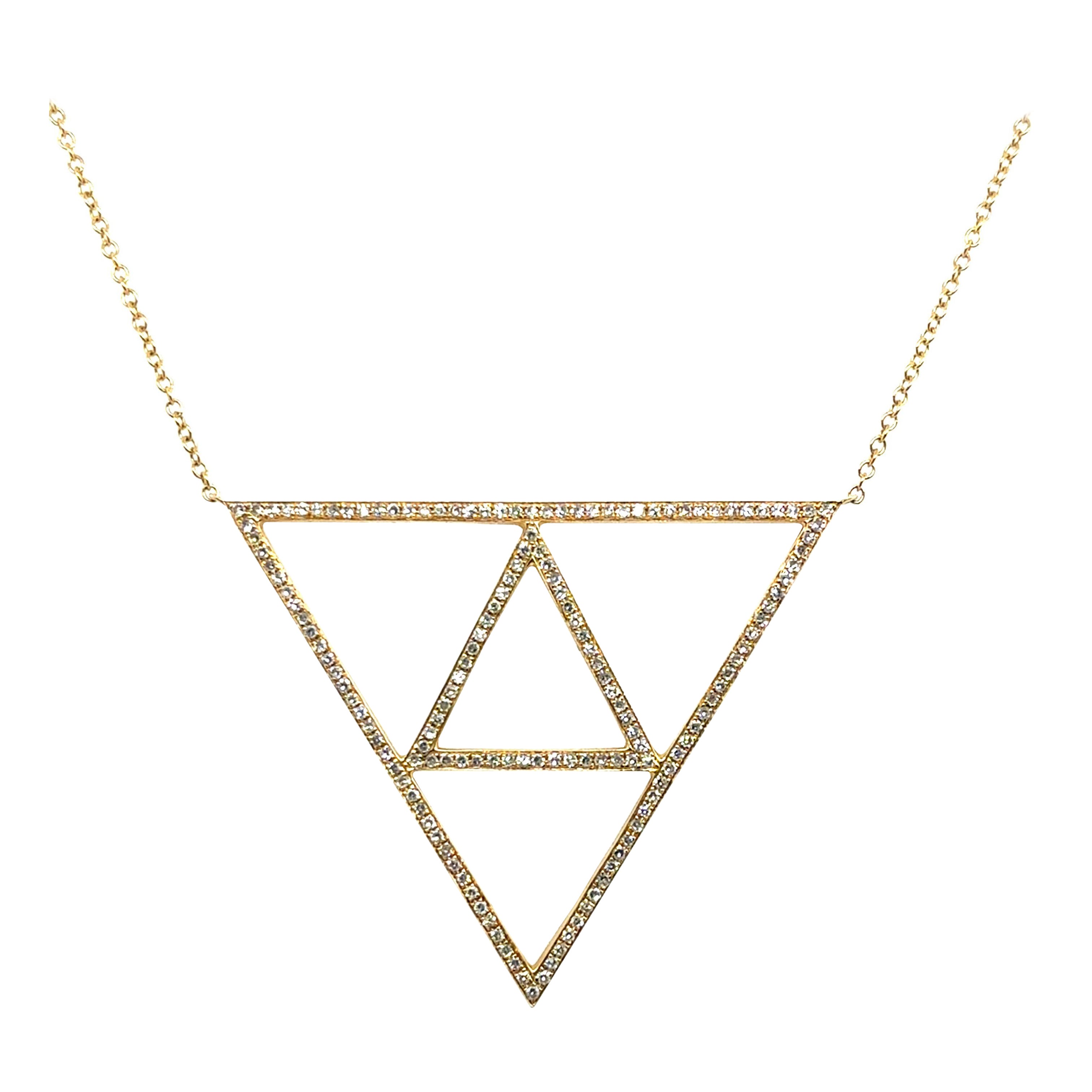 Modern 14k Yellow Gold 0.50 Carat Natural Diamond Triangular Pendant