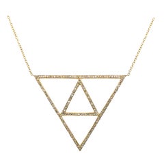 Modern 14k Yellow Gold 0.50 Carat Natural Diamond Triangular Pendant
