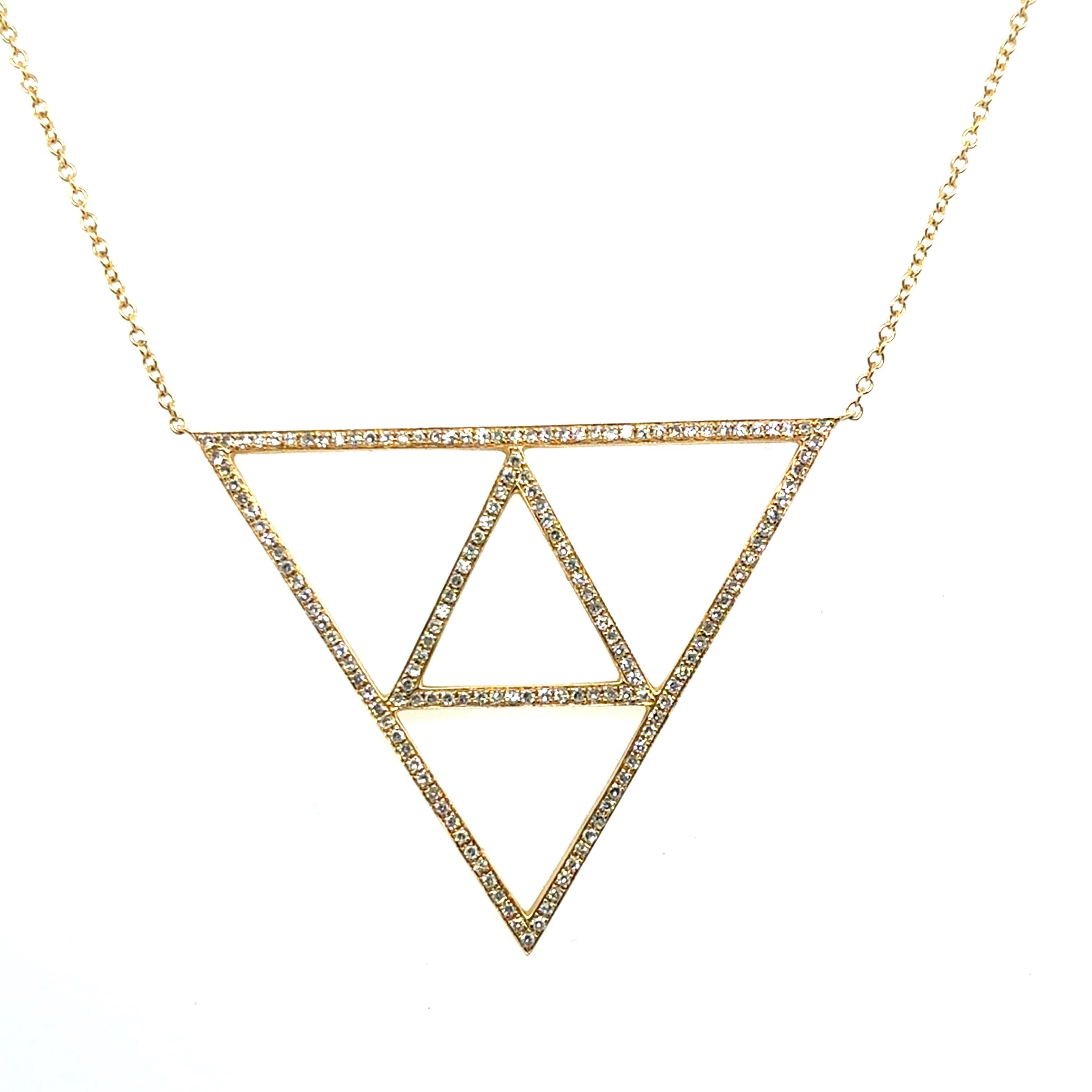 Modern 14k Yellow Gold 0.50 Carat Natural Diamond Triangular Pendant