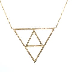 Modern 14k Yellow Gold 0.50 Carat Natural Diamond Triangular Pendant
