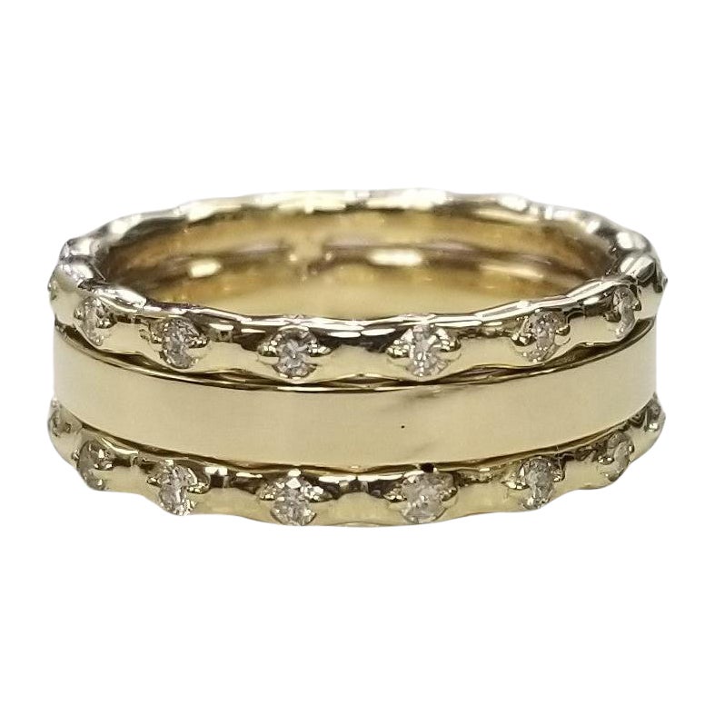 Modern 14k Yellow Gold Diamond Guard Rings
