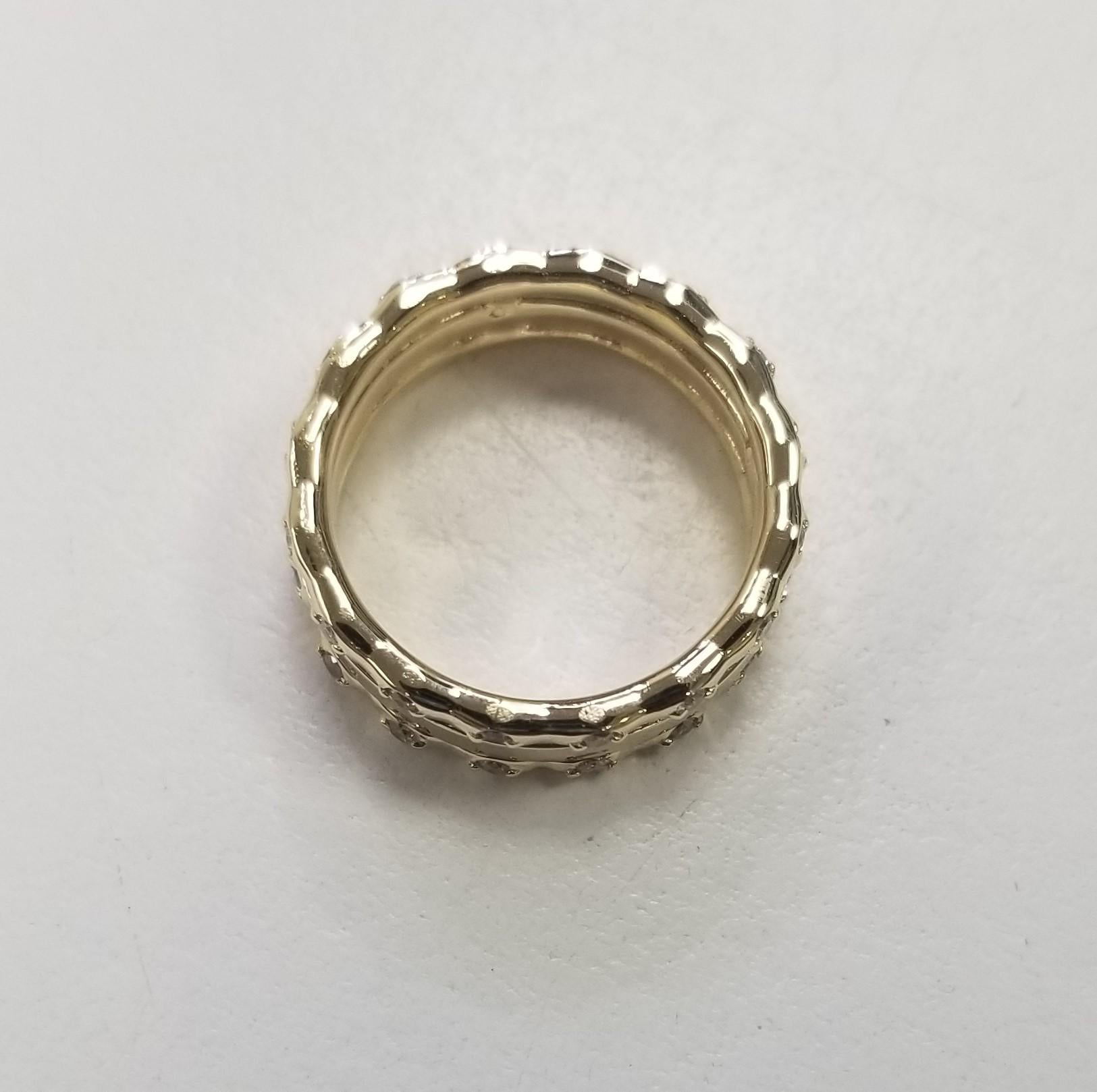 Artisan Modern 14k Yellow Gold Diamond Ring For Sale