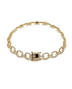 Modern 14K Yellow Gold Open Link Diamond Bracelet