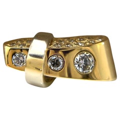 Modern 14K Yellow Gold Two Tone 1 Carat Diamond Ring