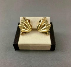 Modern 14k Yellow & White Gold Post & Clip Earrings