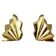 Pendientes Modernos de Oro Amarillo y Blanco de 14k con Colgante y Clip