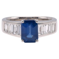Modern 1.5 Carats Sapphire Diamond Platinum Ring