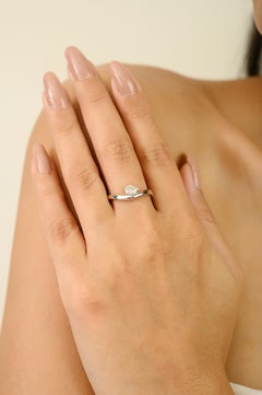 Modern 1.5 Ct Pear Cut Diamond Solitaire Wave Ring in 14K White Gold Prong Set