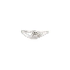 Modern 1.5 Ct Pear Cut Diamond Solitaire Wave Ring in 18K White Gold Prong Set