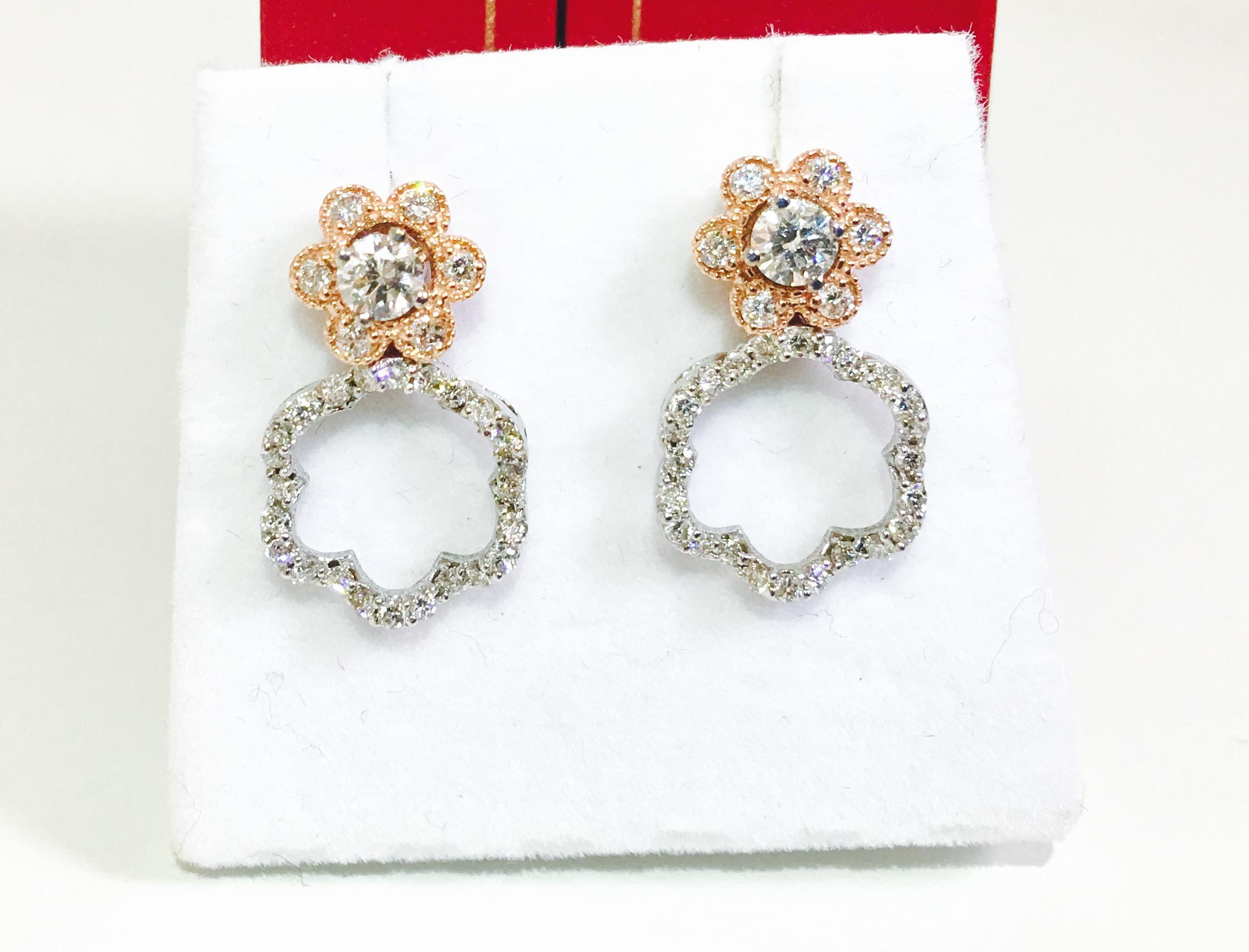 Modern 1.50 Carat Diamond 4 Way Earrings Custom Made For Sale 2