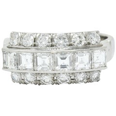 Modern 1.51 Carat Diamond Platinum Three-Row Band Ring Modern 1.51 Carat Diamond Platinum Three-Row Band Ring