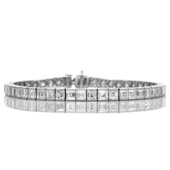 Moderna pulsera de línea de tenis de platino con diamantes talla Asscher de 16,00 quilates