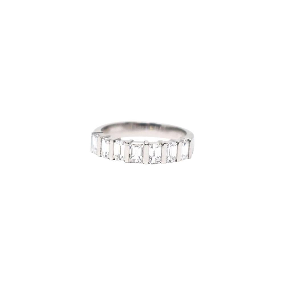 Modern 1.75 CTW Emerald Cut Diamond Platinum Wedding Band Ring 1