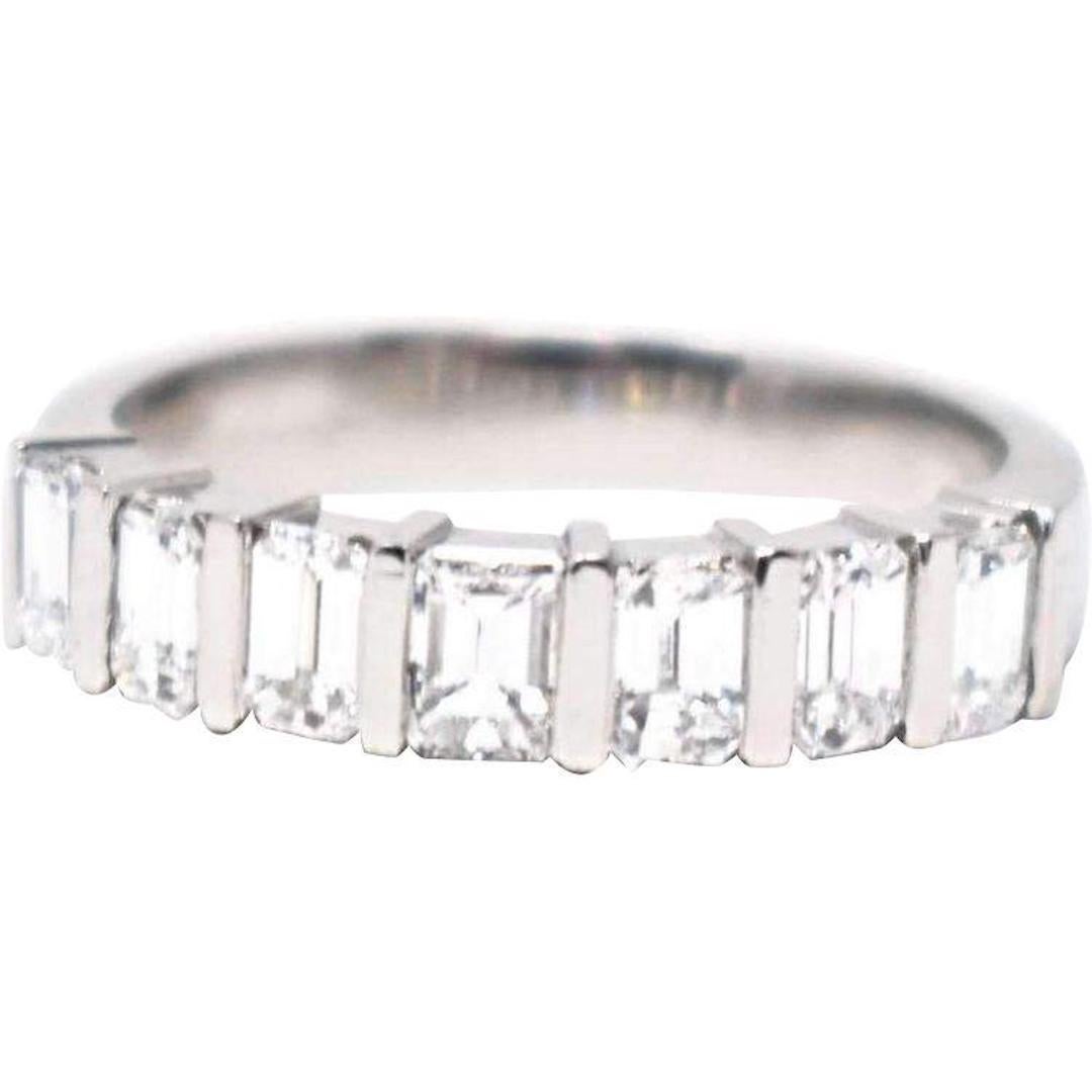 Modern 1.75 CTW Emerald Cut Diamond Platinum Wedding Band Ring
