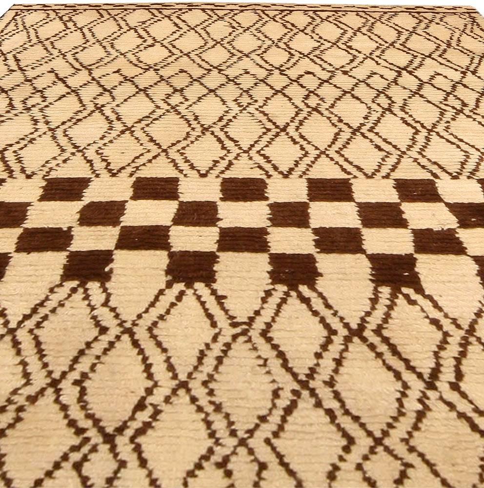 Hand-Knotted Modern 1790 Moroccan Rug in Beige and Brown by Doris Leslie Blau For Sale