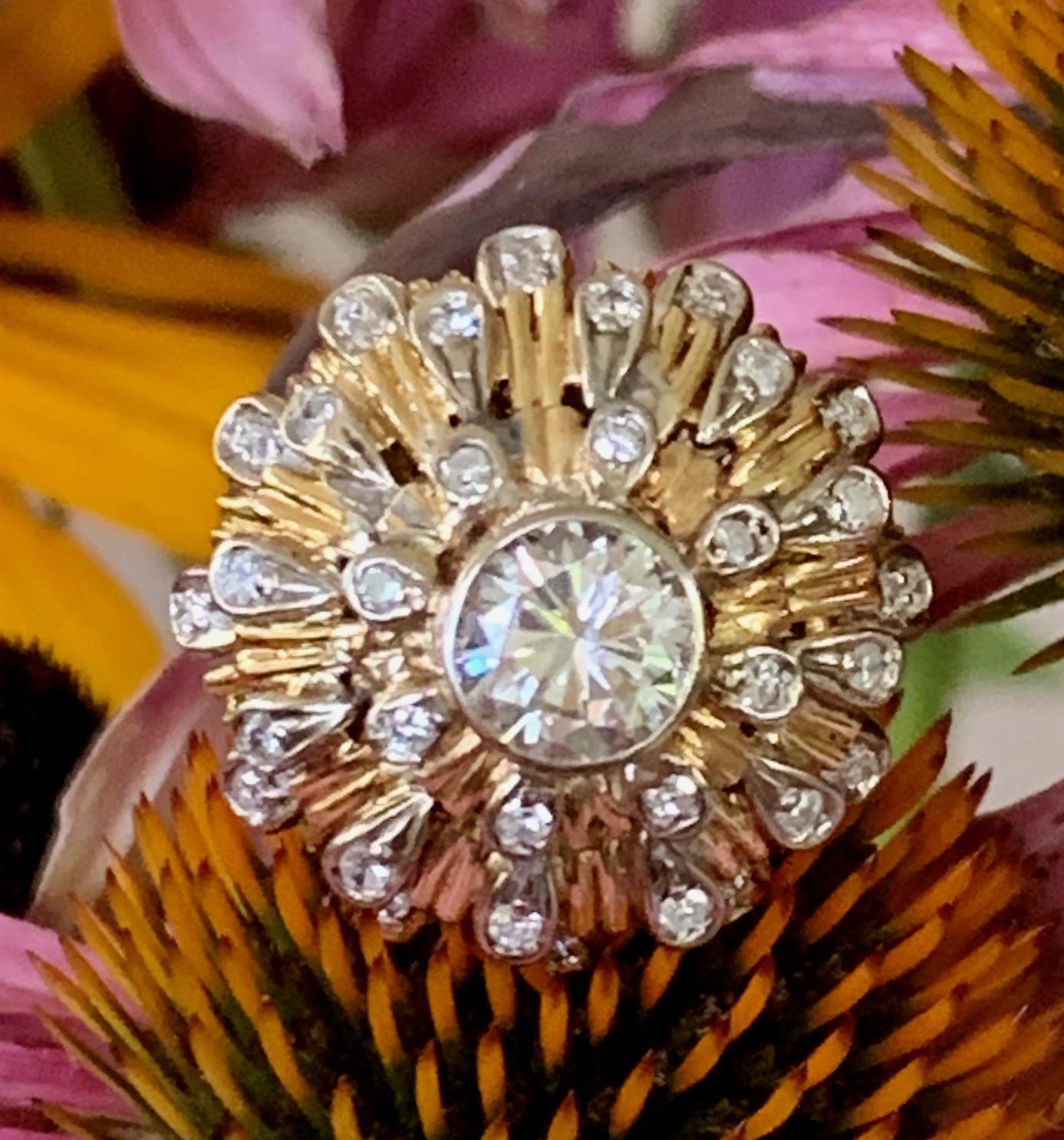 Modern 1.7 Carat Brilliant Cut Diamond 18 Karat Yellow Gold Dome Ring - Size 6 2