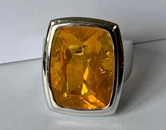 Modern 18 Karat Whitel Gold Statement Ring with Mexican Fire Opal