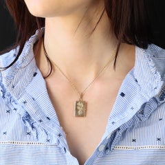 Modern 18 K Yellow Gold Rectangular Floral Locket Pendant