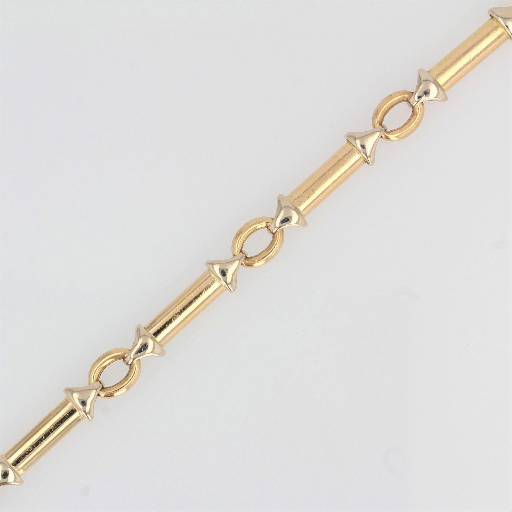 Women's Modern 18 Karat 2 Colors Gold Links Gourmette Bracelet For Sale
