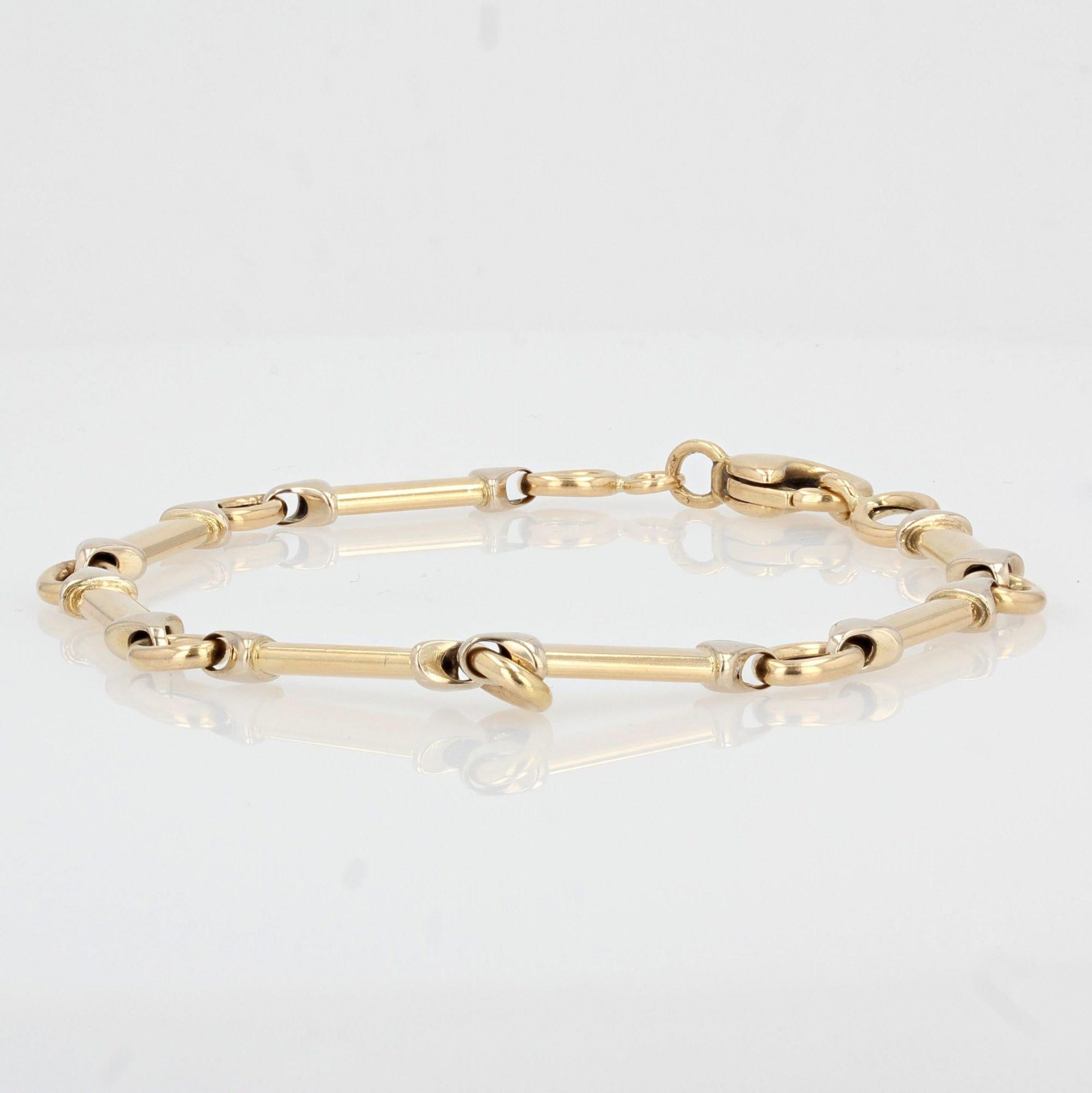 Modern 18 Karat 2 Colors Gold Links Gourmette Bracelet For Sale 3