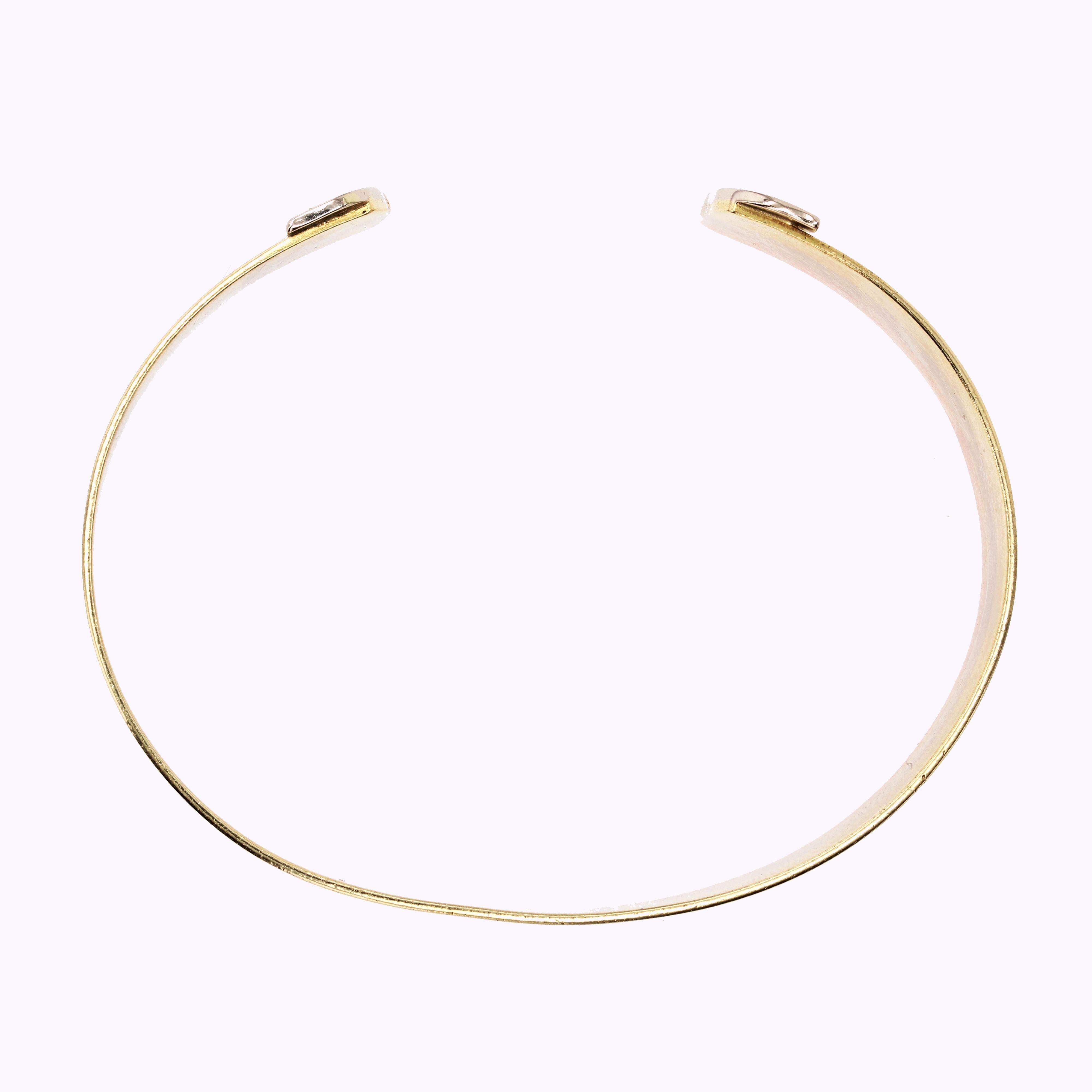 Modern 18 Karat 3 Golds Double C Cartier Style Bangle Bracelet 7