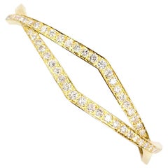 Modern 18 Karat Crossover Diamond Bangle Bracelet