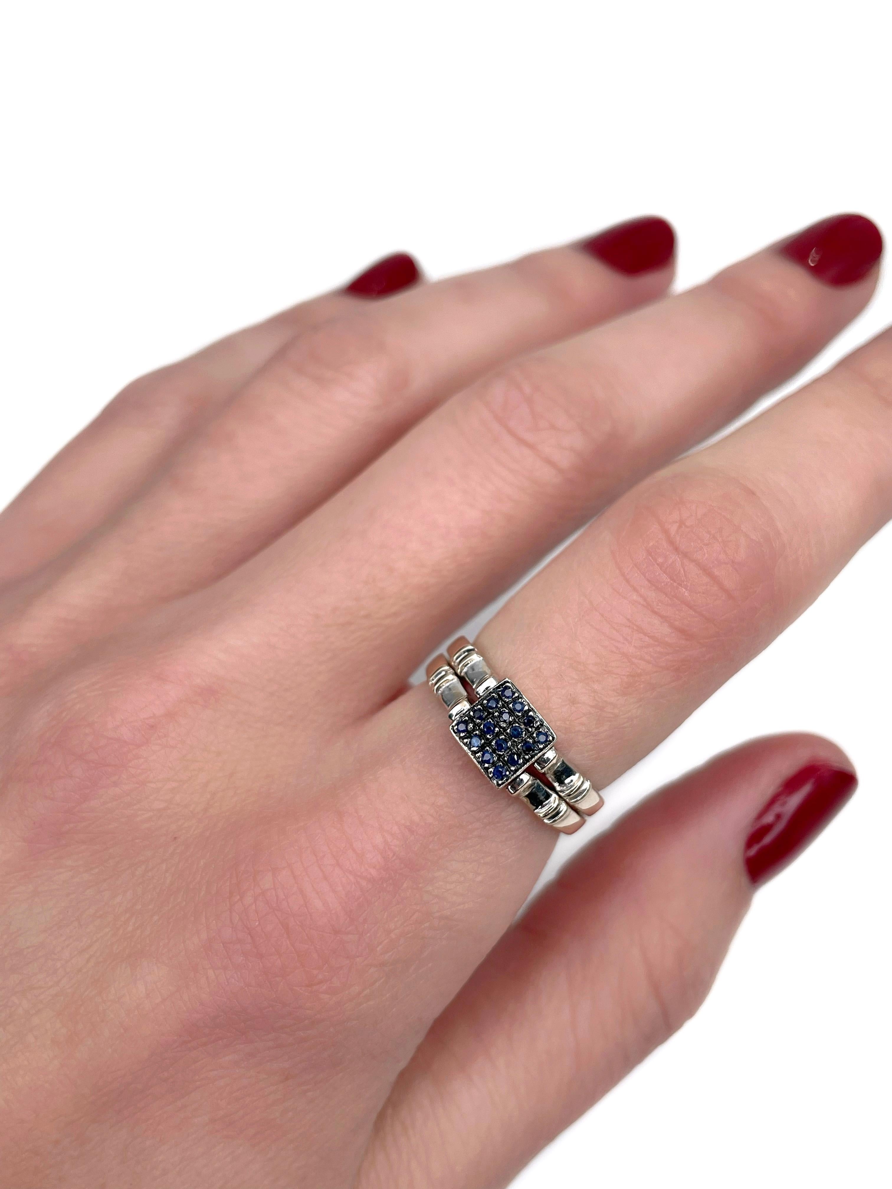 Modern 18 Karat Gold 0.09 Carat Sapphire 0.07 Carat Diamond Flip Ring For Sale 1